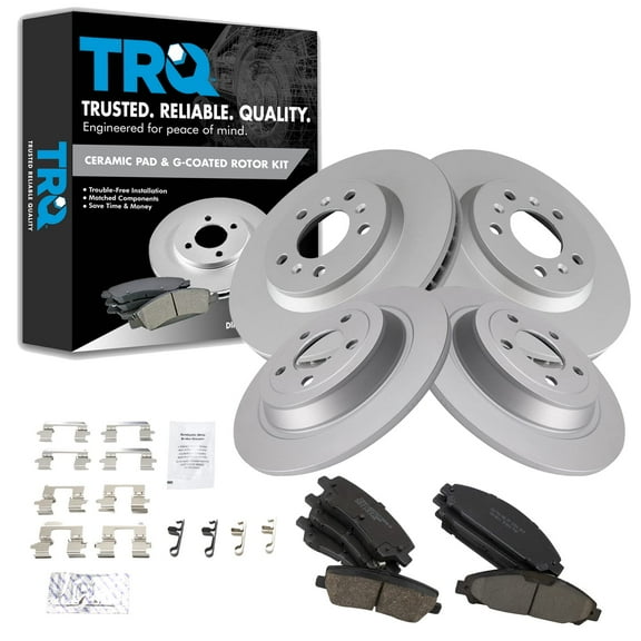 TRQ Front and Rear Brake Pad & Rotor Kit Brake Pads Brake Rotor Ceramic Premium G-Coated Fits Select 2015-2017 Ford Mustang