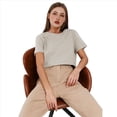 thumbnail image 1 of Camisetas de Corta Extragrandes para Mujer, Cuello Redondo, Holgadas, para Hacer Ejercicio, Informales, de Verano, de Algodón, Gris , Talla 4XL, 1 of 8