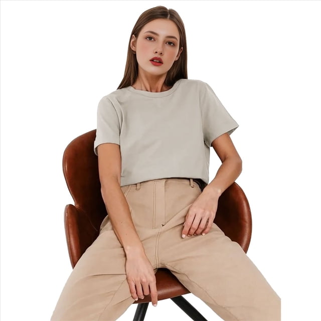 Camisetas de Corta Extragrandes para Mujer, Cuello Redondo, Holgadas, para Hacer Ejercicio, Informales, de Verano, de Algodón, Gris , Talla 4XL
