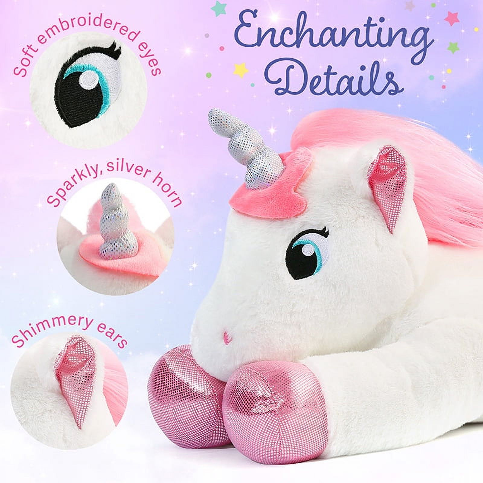 LotFancy Unicorn Stuffed Animal Plush Toys, 18 in White Unicorn for Girls, Kids, Boys - image 4 of 8
