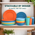 thumbnail image 6 of Homienly Plates Bowls and Cups Set, 20-Piece Wheat Straw Dinnerware for 5, Lightweight Reusable Unbreakable Dishware, Microwave & Dishwasher Safe, Potluck & Shared Meals, Multicolor, 6 of 8