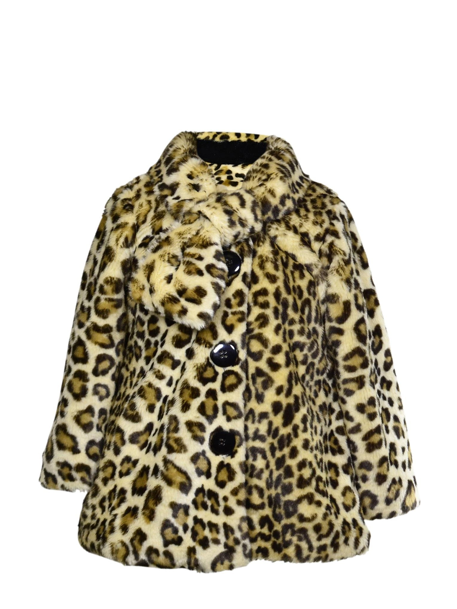 Widgeon - Little Girls' Button Front Faux Fur Coat, Amur Leopard, Size ...
