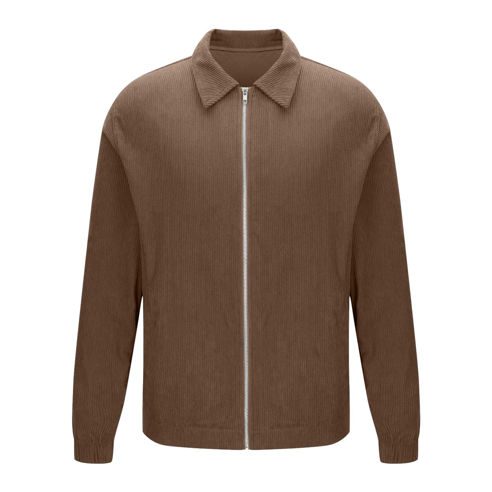 WMTBSRSW Mens Corduroy Bomber Jacket Fashion Texture Zip Up
