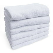 Towels N More 20x40 Gym Towel Set, Lightweight Quick Drying Bath Towel - White, 6 Pcs