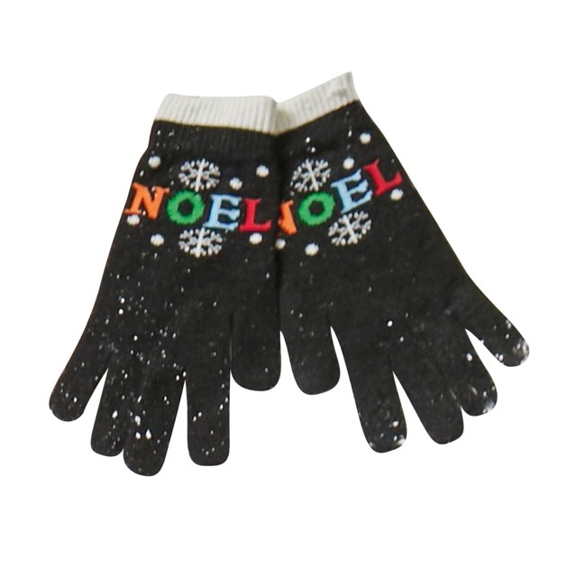 Christmas Shop - Guantes Diseño Texto Navidad para Adultos Unisex (Negro)