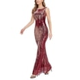 thumbnail image 6 of ROMANCE VICTORY Women's Round Neck Sleeveless Shinning Sequins Elegant Mermaid Evening Dress, 6 of 10