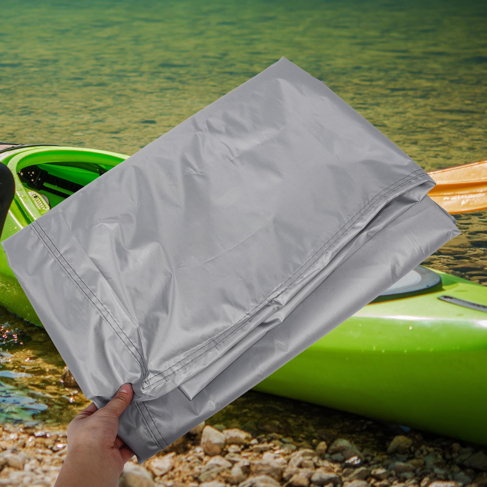BESTYASH Grey Waterproof Kayak Protective Cover with Durable Rubber Fabric and Adjustable Buckles for Outdoor Use