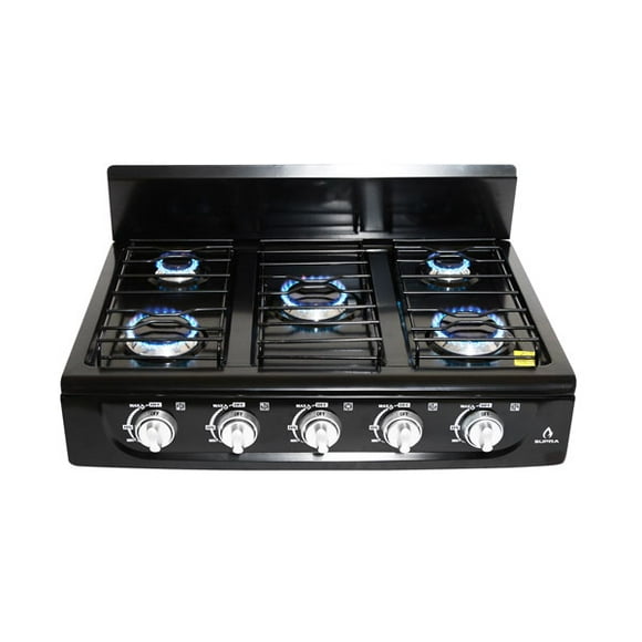 Parrilla Supra de 5 quemadores de sobreponer color negro