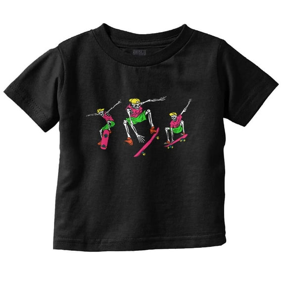 Cool Skeletons Skateboarding Tricks Toddler Boy Girl T Shirt Infant Toddler Brisco Brands 6M