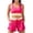 350#Hot Pink, variant on Women's 2026 Ribbed Color Block High Waist Two Piece Swimsuit Sporty Athletic Bikini Set with Boy Shorts Moderate Coverage Bathing Suit Purple M