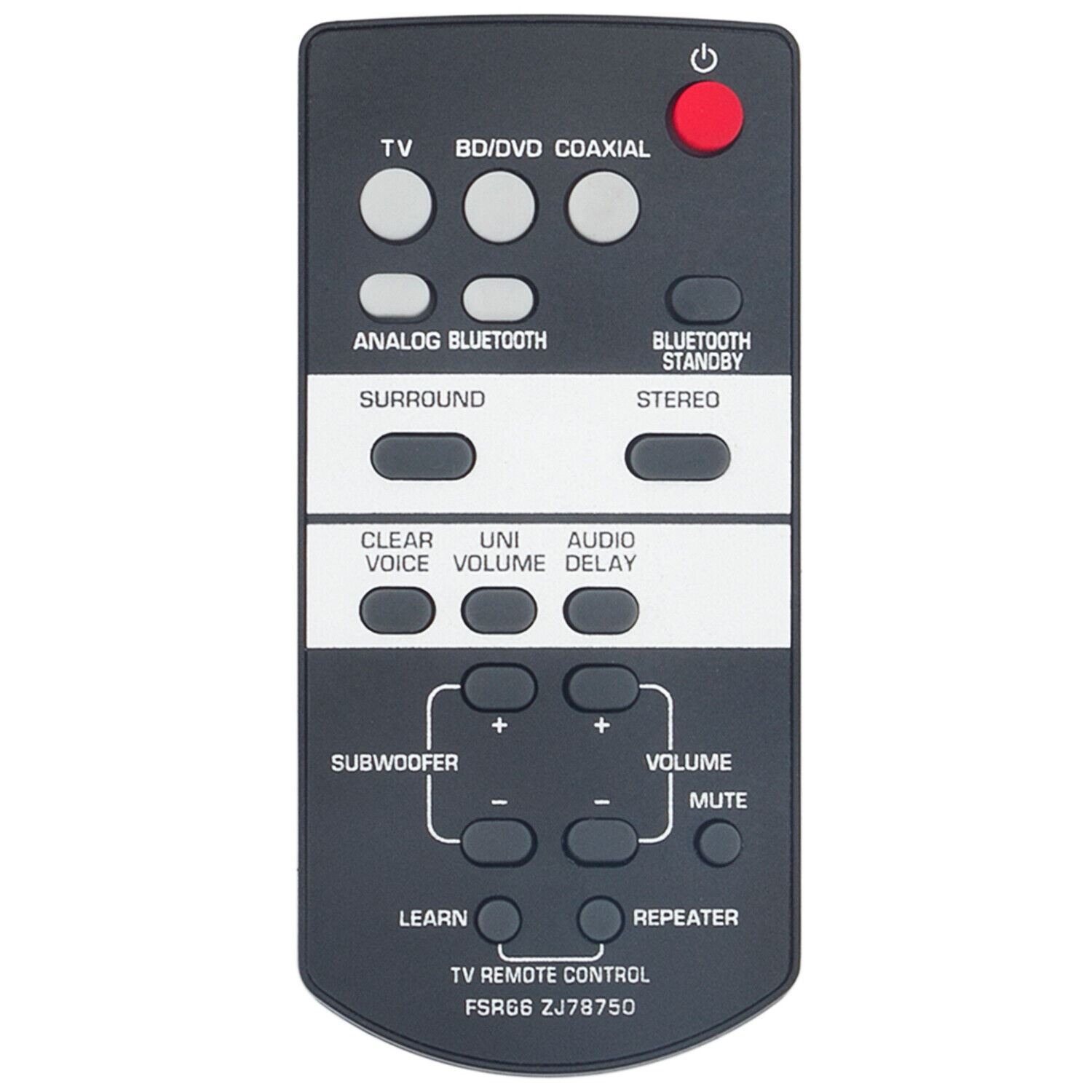Infrared Remote Control FSR66 ZJ78750 Replace for Yamaha YAS-103 YAS-103BL Soundbar ATS-1030 YAS-152 ATS-1520 - image 1 of 3