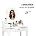 thumbnail image 4 of Costway Wooden Jewelry Makeup Dressing Desk Vanity Set w/ Stool 3 Drawer, 4 of 10