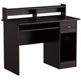 OneSpace 50LD0101 Essential Computer Desk with Hutch and Keyboard Tray, Espresso Finish