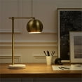 thumbnail image 2 of Posh Living Kendric Table Lamp 5ft Power Cord Marble Stone Base Brass, 2 of 9