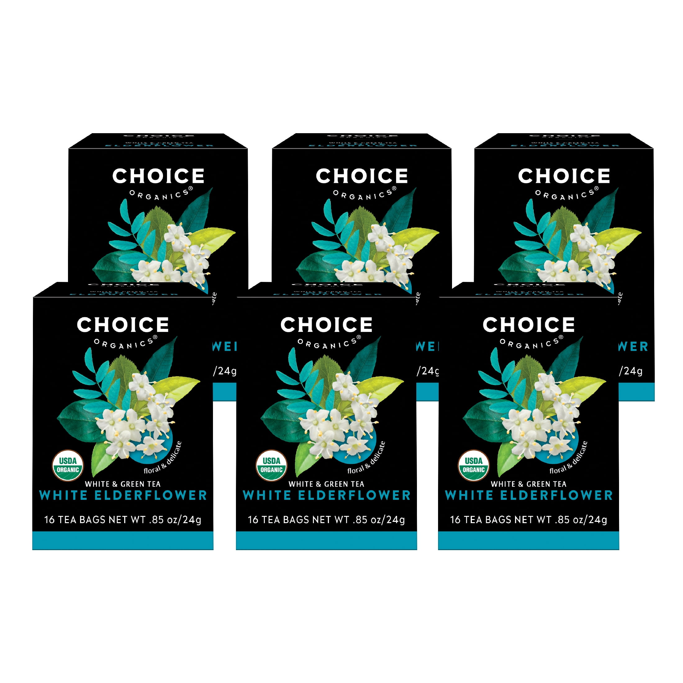 Choice Organics White Elderflower Tea, Contains Caffeine, Green Tea