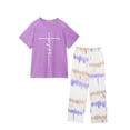 thumbnail image 5 of Fantaslook Womens Pajamas Sets Crewneck Short Sleeve Printed 2 Piece Outfits Set Tie Dye Casual Loungewear with Pockets, 5 of 9