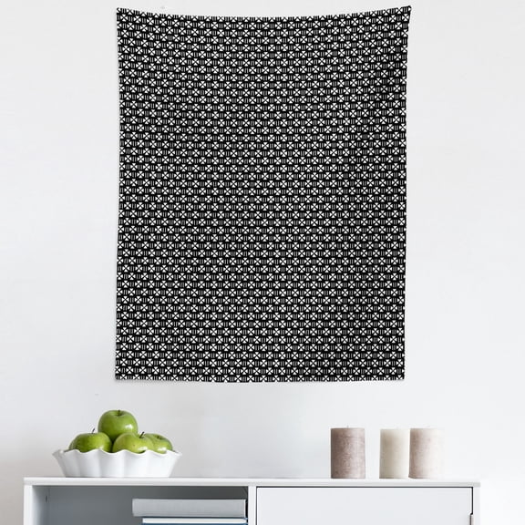Mudcloth Tapestry, Geometric Boho Native Mystic Triangles Design Print, Fabric Wall Hanging Decor for Bedroom Living Room Dorm, 5 Sizes, White and Black, by Ambesonne