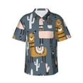 thumbnail image 2 of Picia Llama and Cactus Gentle Cotton Regular Fit Short Sleeve Casual Hawaiian Shirt for Men-Small, 2 of 9