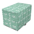 thumbnail image 1 of Ice Skates Dog Crate Cover, Pattern of Goalkeeper Hockey Stick Snowflakes Sports Equipment, Easy to Use Pet Kennel Cover Small Dogs Puppies Kittens, 7 Sizes, Peacock Green and White, by Ambesonne, 1 of 1