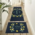 thumbnail image 4 of Lemon Kitchen Rugs Set 2 Piece Colorful Spring/Summer Lemon Floral Leaves Decorative Rugs for Kitchen Low-Profile Floor Mats Decorations for Home Kitchen (17"x48"+17"x24" Navy Blue Rugs), 4 of 6