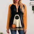 thumbnail image 7 of Godom Women's Halloween Long Sleeve V Neck Shirt Funny Graphic Top Fall Casual Loose Holiday T-Shirt, 7 of 7