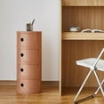 thumbnail image 4 of ColourTree 4 Tier Pink Round Nightstand with Drawers,Small Bedside Table with Storage,Round Storage Cabinet with Sliding Door,Modern End Table Side Table, 4 of 8