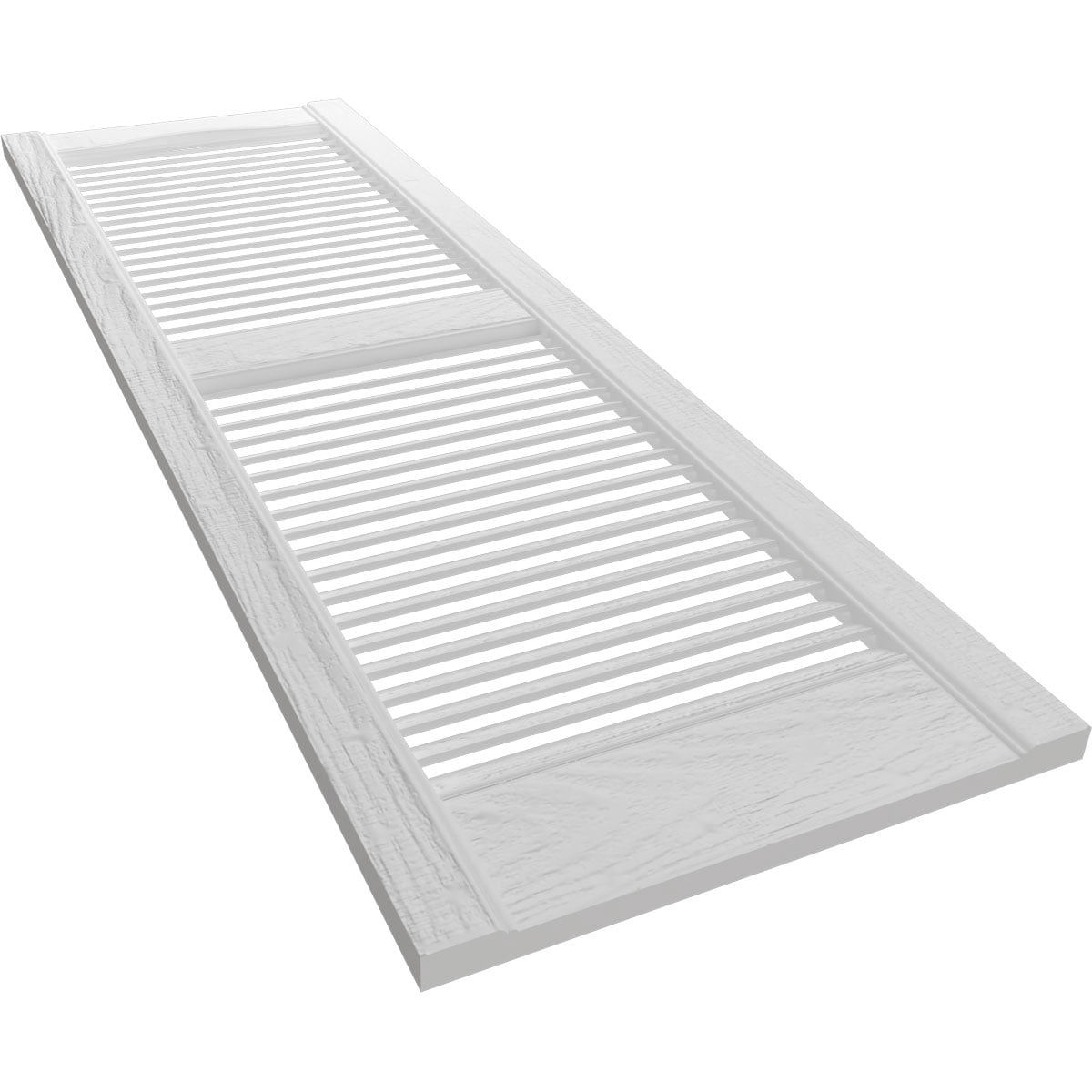 12"W x 56"H Lifetime Vinyl, TailorMade Cathedral Top Center Mullion, Open Louver Shutters, w/Shutter-Loks (Per Pair), Bright White