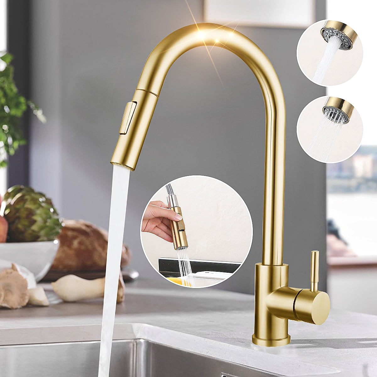 Touch Kitchen Faucet with Pull Down Sprayer, Single Handle Smart ...