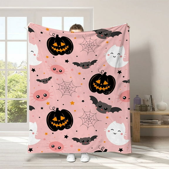 Tiruiarec Halloween Blanket, Cute Halloween Spooky Throw Blanket, Lightweight Cozy Flannel Blanket, Fall Throw Blankets for Couch Sofa Bed Home Decorations, 40"X 30"