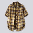 thumbnail image 2 of Plaid Shirts for Men Short Sleeve, Button Down Shirt Casual Tops, Yellow, 2 of 4