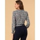 thumbnail image 5 of INSPIRE CHIC Blusa De Mujer Con Volantes Y Peplum Con Cuello Alto Y Manga Abullonada Azul oscuro M, 5 of 6