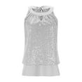 thumbnail image 5 of AGWOLF Sequin Halter Tops for Women Sleeveless Sparkly Shiny Tank Tops Concert Glitter Outfits Shimmer Party Club Cocktail Vest Disco Top, 5 of 9