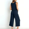 thumbnail image 6 of Casual Linen Pants Sets for Women, 2 Piece Summer Outfits, Casual Sleeveless Crop Tank Tops Wide Leg Capris Pants Beach Vacation Travel Outfit Sets Matching Clothing, 6 of 9