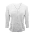thumbnail image 4 of Jxximdong Cardigans for Women, V Neck Solid Color Thin Cut Hollow Knitted Shawl Seven Quarter Sleeve Cardigan, Women's Bolero Shrugs White, 4 of 5