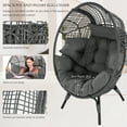 thumbnail image 4 of RADIATA 2 Sets Indoor Outdoor Stationary Wicker Egg Chair Oversized Thicken Cushions Egg Seat with Legs 420lbs Egg Basket Lounge Chair with Ottoman, Boho Rattan Chair for Living Room Patio Gray, 4 of 9