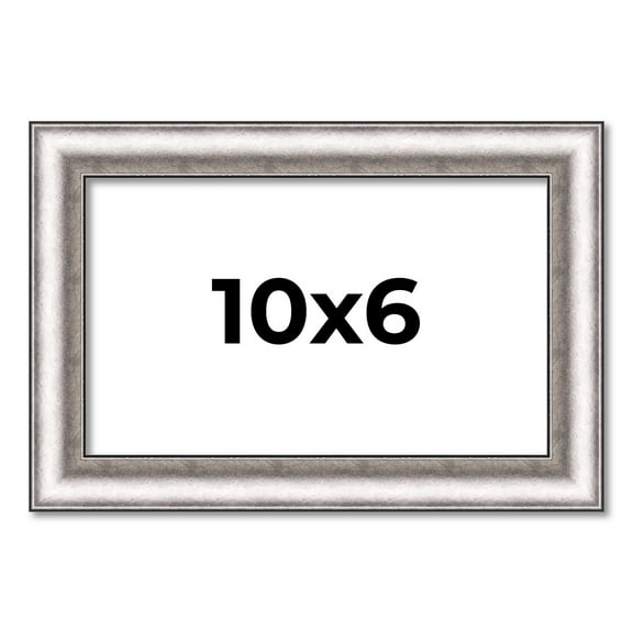 10x6 Frame Silver Real Wood Picture Frame Width 1.25 Inches | Interior Frame Depth 0.5 Inches |