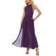 thumbnail image 2 of MONO ELEGANTE PARA MUJER con cuello halter, sin mangas, elegante, formal, de pierna ancha, talla XS, púrpura oscuro, 2 of 6