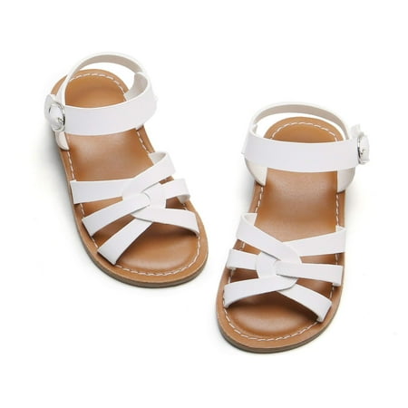 Toddler Girl White Sandals Size 12 Easter Flower Girl Dress Shoes Open Toe Little Kid Summer Flats