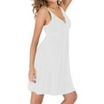 thumbnail image 5 of Feancey Womens Lace Lingerie Nightgowns Sleeveless V Neck Cami Sleepwear High Waist Pleated Modal Nighdress Solid Color Loung Sleep Dress Spring Sale 2025 White XXL, 5 of 6