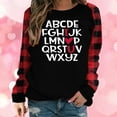 thumbnail image 1 of Qertyioot T-Shirt Graphique pour Femmes de la Saint-Valentin à Manches Longues, Col Rond Décontracté Raglan à Carreaux Ample Imprimé Col Rond /, 1 of 8