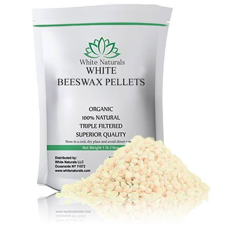 White Beeswax Pellets 1 lb, Pure, Natural, Cosmetic Grade, Bees Wax Pastilles, Triple Filtered, Great For DIY Lip Balms, Lotions, Candles By White