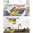 thumbnail image 5 of Yellow Grey Dish Towels Set, Waffle Weave Kitchen Towels 4 Pieces, Vintage Stripe Farmhouse Wood Grain Ombre Microfiber Hair Face Bath Tea Towel Absorbent Quick Drying Cleaning Dish Cloths, 12"x12", 5 of 7