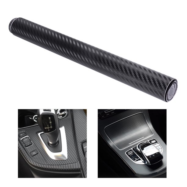 Rollo de fibra de carbono 3D WINOMO, adhesivo DIY para decoración de coche, 30 x 127 cm (negro)