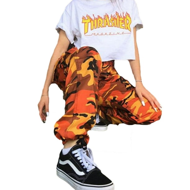 Women's Camo Cargo Trousers Casual Pants