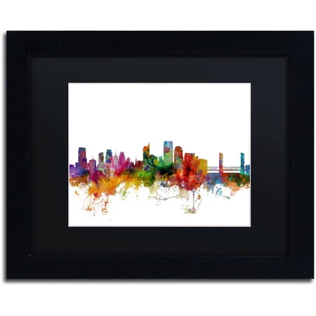 Trademark Fine Art 'Sacramento California Skyline' Canvas Art by Michael Tompsett, Black Matte, Black Frame