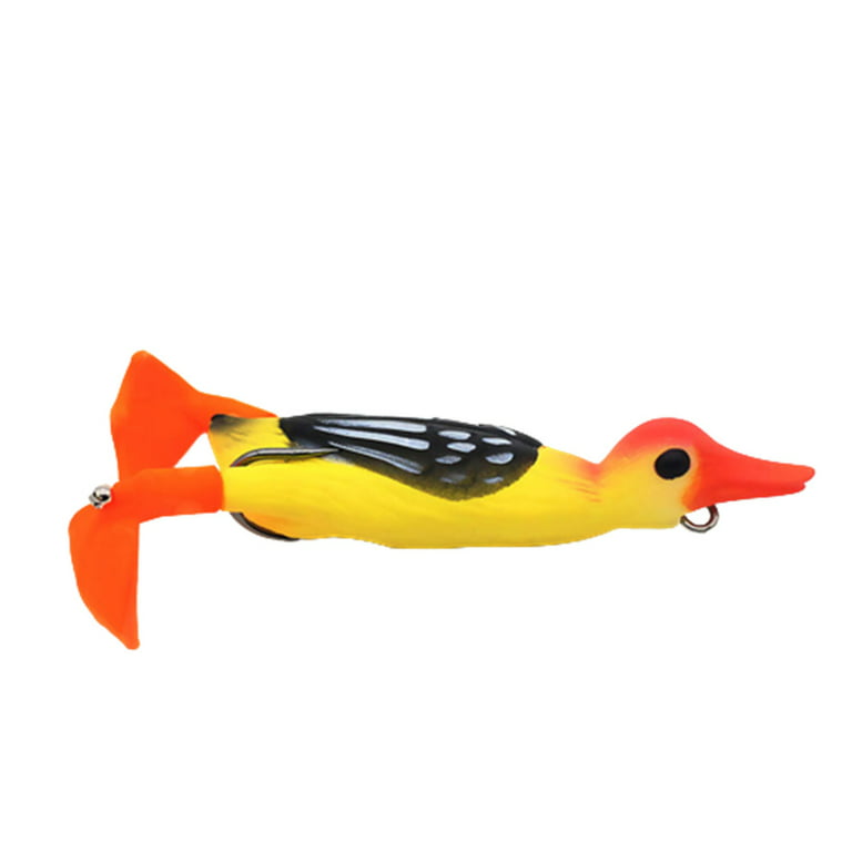 3D Duck Topwater Fishing Lure Plopping and Splashing Feet Soft Fishing  Tackle Duckling Floating Artificial Bait 360° Rotating Flippers for Fishing  Durable 3 