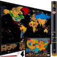 thumbnail image 1 of XL Scratch Off World Map with 233 Flags &acirc;?? 36 x 24 Scratch Off Map of The World + USA Scratch Map &acirc;?? Easy to Frame World Map + Tools &acirc;?? Detaile, 1 of 8