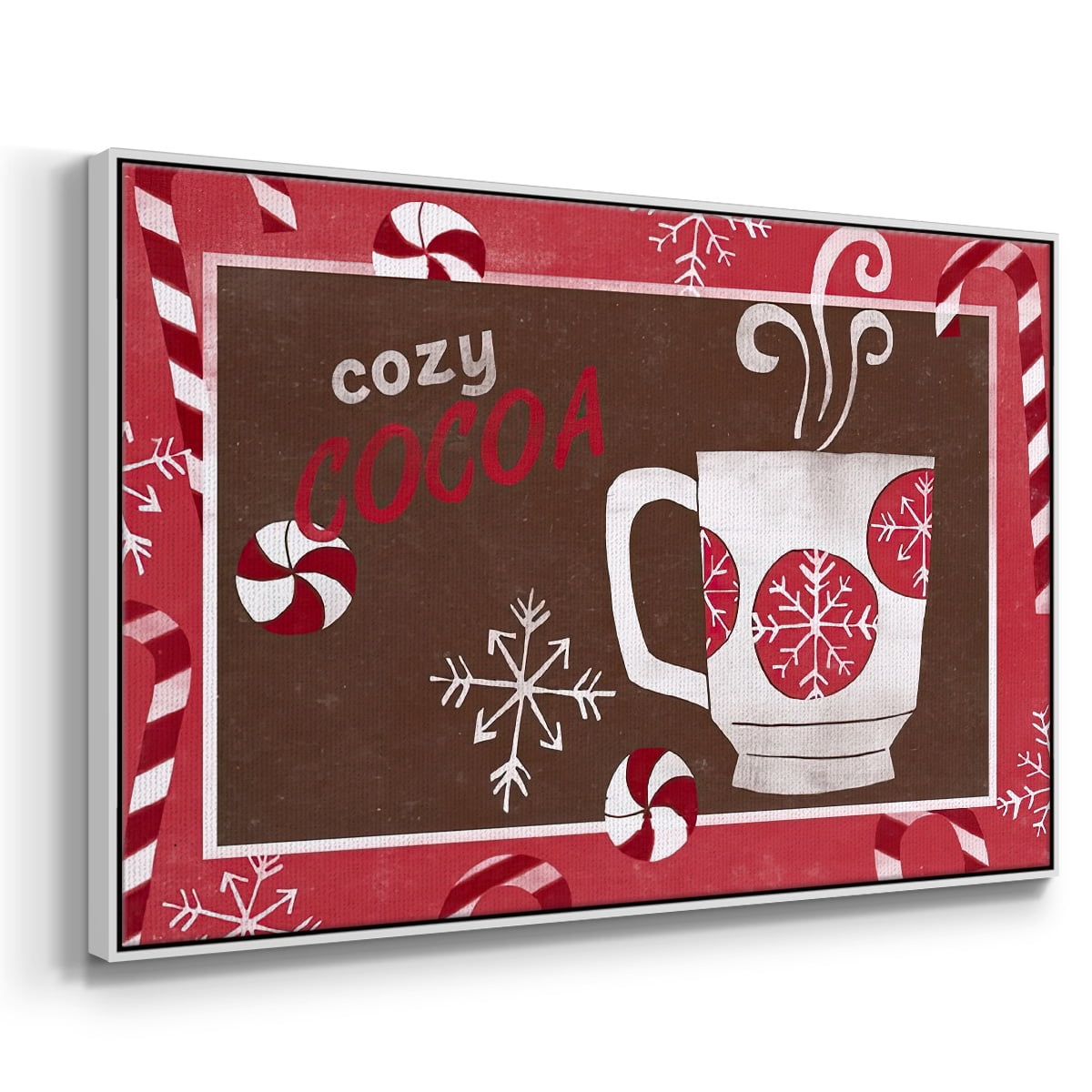 Cozy Cocoa Christmas Collection A - Framed Gallery Wrapped Holiday Canvas - 25 x 37 - White Frame