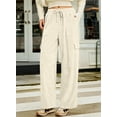 thumbnail image 3 of CUKOLSXA Womens Corduroy Pants Casual High Waisted Elastic Drawstring Cargo Loose Fit Wide Leg Pants with Pockets, 3 of 7