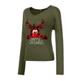 thumbnail image 4 of Mode Femme Décontractée Imprimé Col en V T-shirt Manches Longues Ample Blouse Pull, 4 of 9